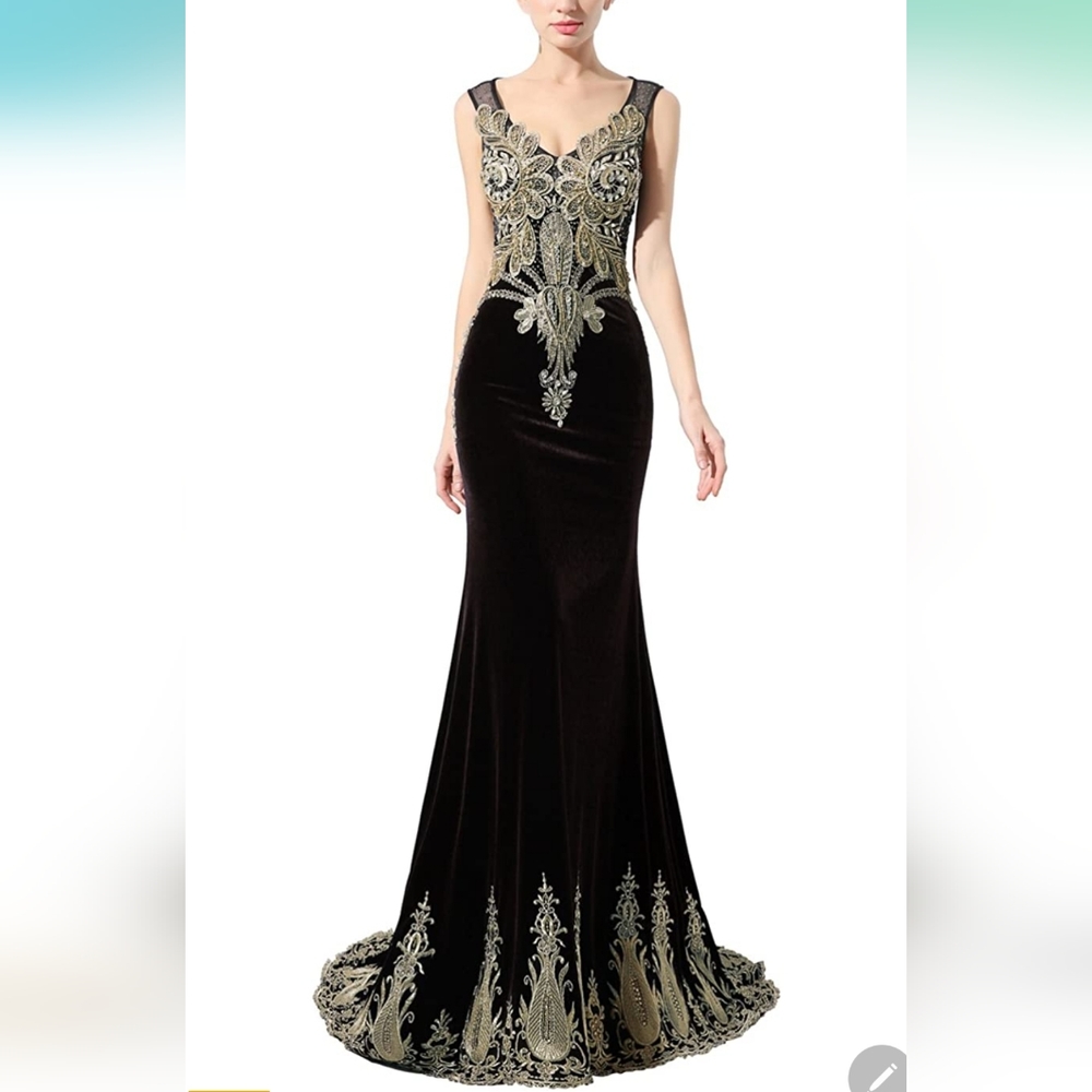 Belle House Womens Evening Dresses Long Formal Elegant Black velvet Size 4